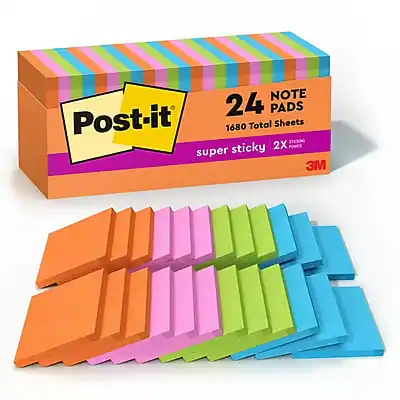 Post-it
24 Pads
1680 Total Sheets
Super Sticky 2X Power
3M
