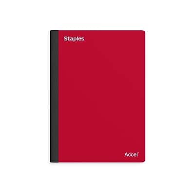 Staples - Premium 2-Subject Notebook, 6" x 9.5", College Ruled, 100 Sheets - Red