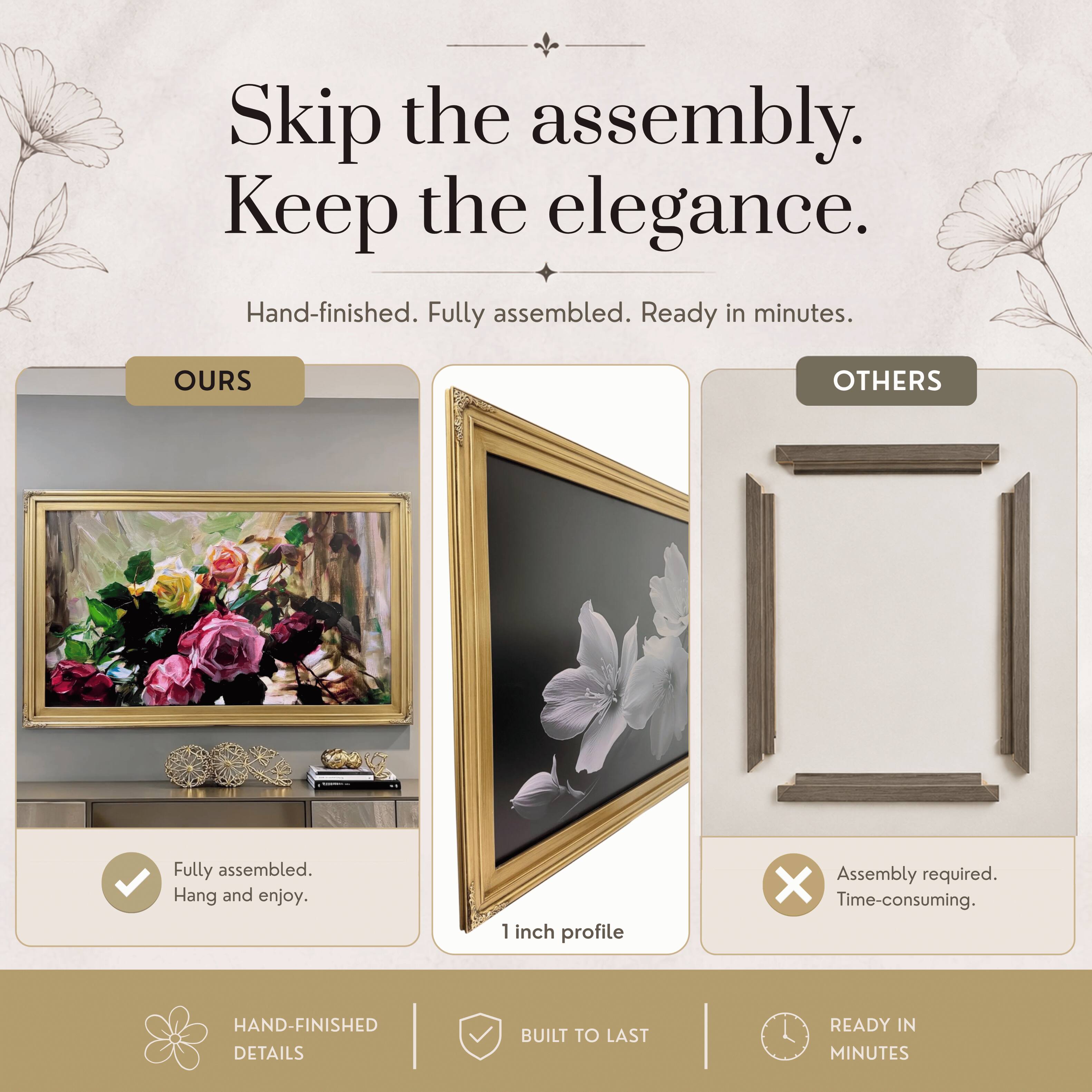 LAREDO FRAME FACTORY 65 inch Hisense Canvas TV Ornate frame