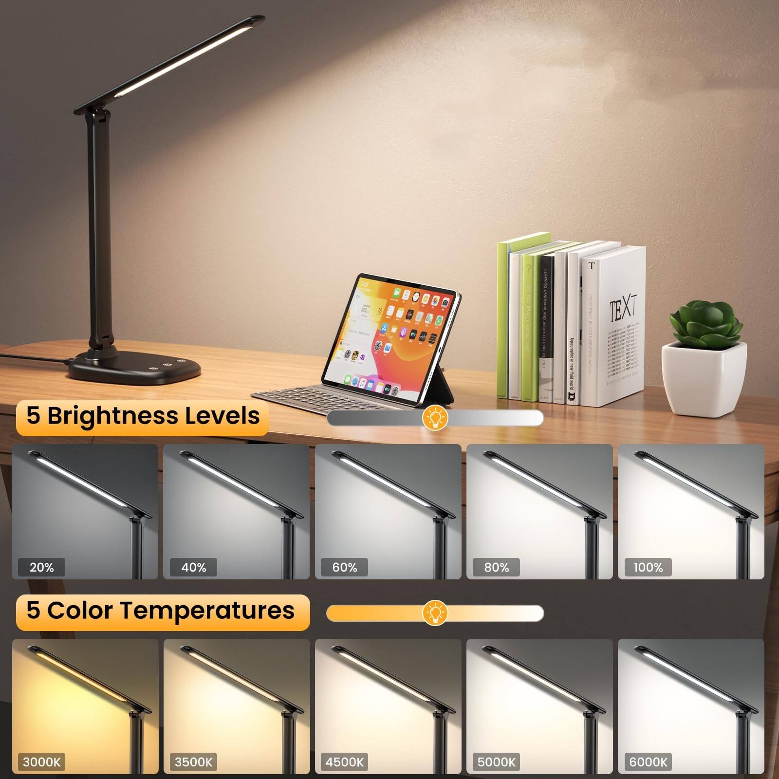 1. 80S I1 - D a TEXT a  
2. 5 Brightness Levels: 20%, 40%, 60%, 80%, 100%  
3. 5 Color Temperatures: 3000K, 3500K, 4500K, 5000K, 6000K