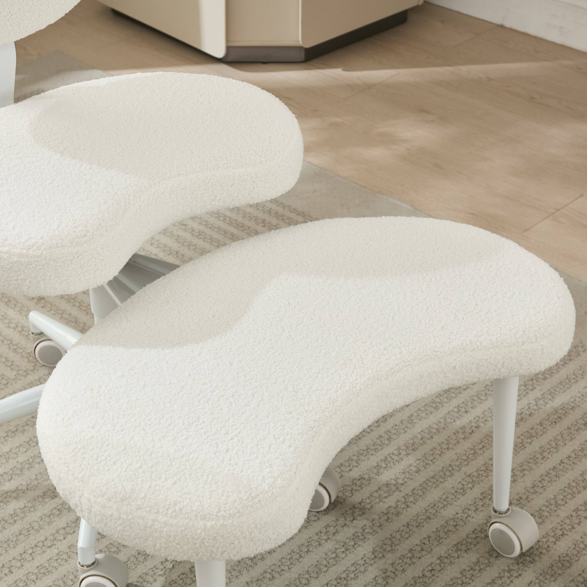 Left. Forest'nSky - Adjustable Cross-Legged Meditation Chair with Wheels & Lumbar Support,Ivory - Ivory.