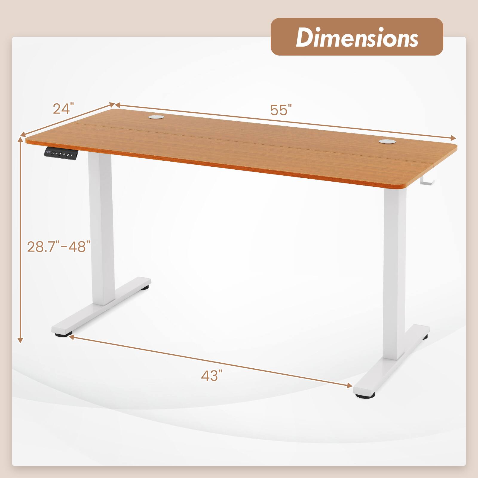 Dimensions 24" 55" 28.7"-48" 43"