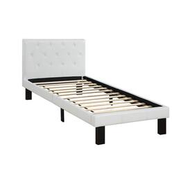 Manhattan Lane - Faux Leather Upholstered Twin size Bed With tufted Headboard - White