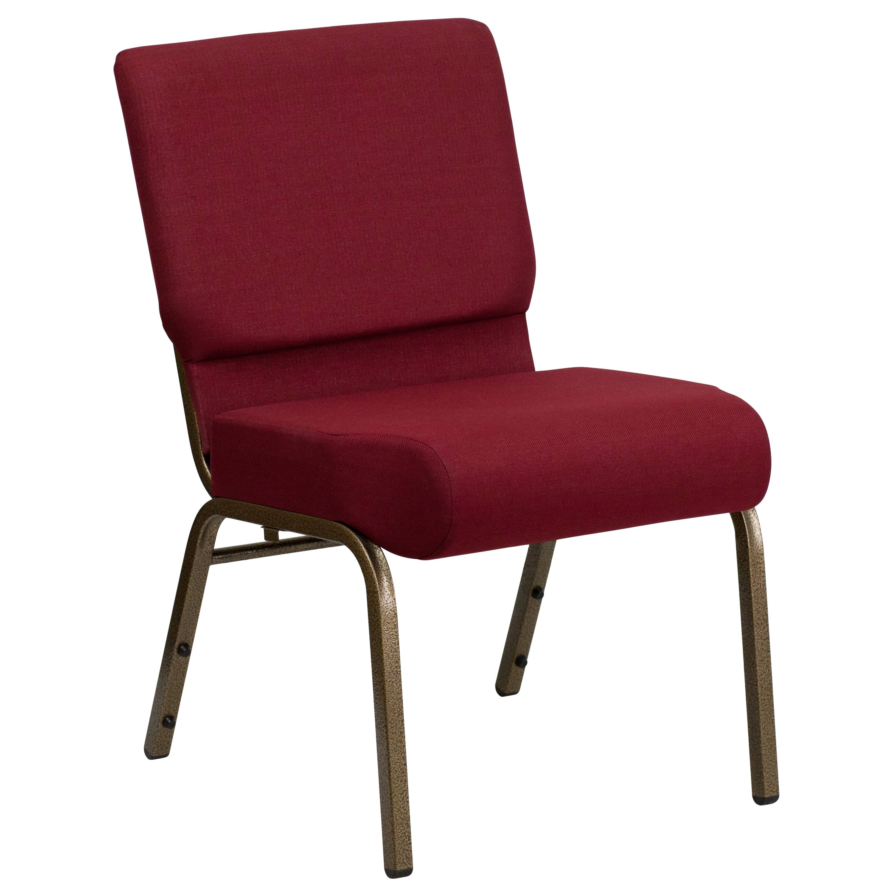Front. Alamont Home - Hercules 21"W Stacking Church Chair in Burgundy Fabric - Gold Vein Frame - Burgundy Fabric/Gold Vein Frame.