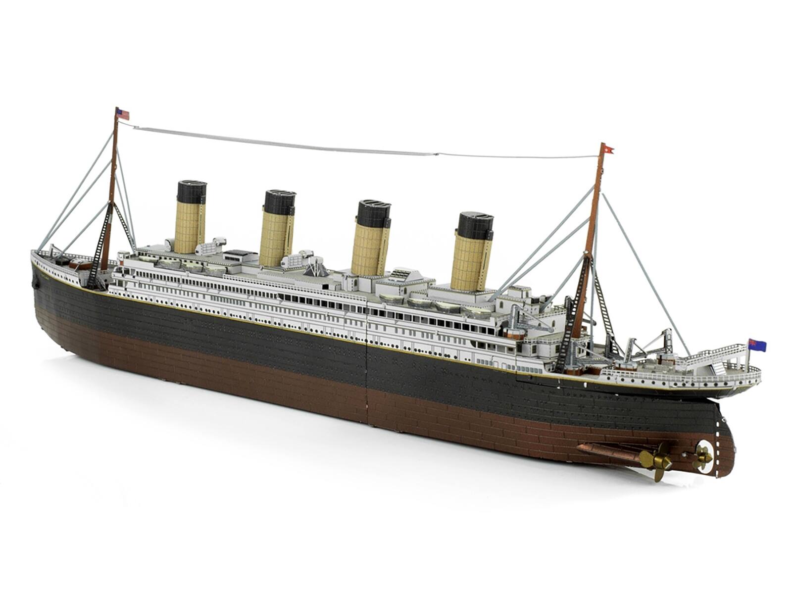 Angle. Metal Earth - Model Kit RMS Titanic Ship (Moderate Difficulty) Steel Model by Metal Earth - White, Brown.