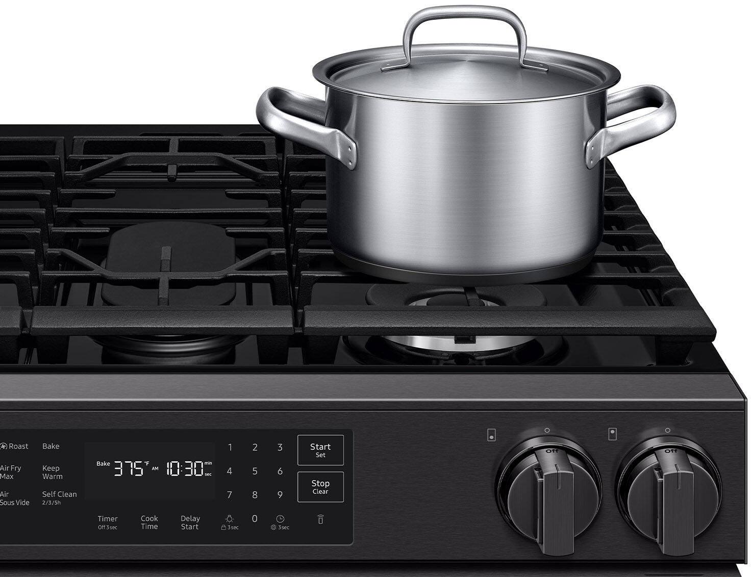 Roast  
Air Fry  
Max  
Air Sous Vide  
Bake  
Keep Warm  
Self Clean  
2/3/5h  

Bake 375°F  
AM 10:30  

sec 1 4 7 2 5 8 3 6 9  

Start Set  
Stop Clear  

Timer Off 3sec  
Cook Time  
Delay Start  
USec 0 3sec