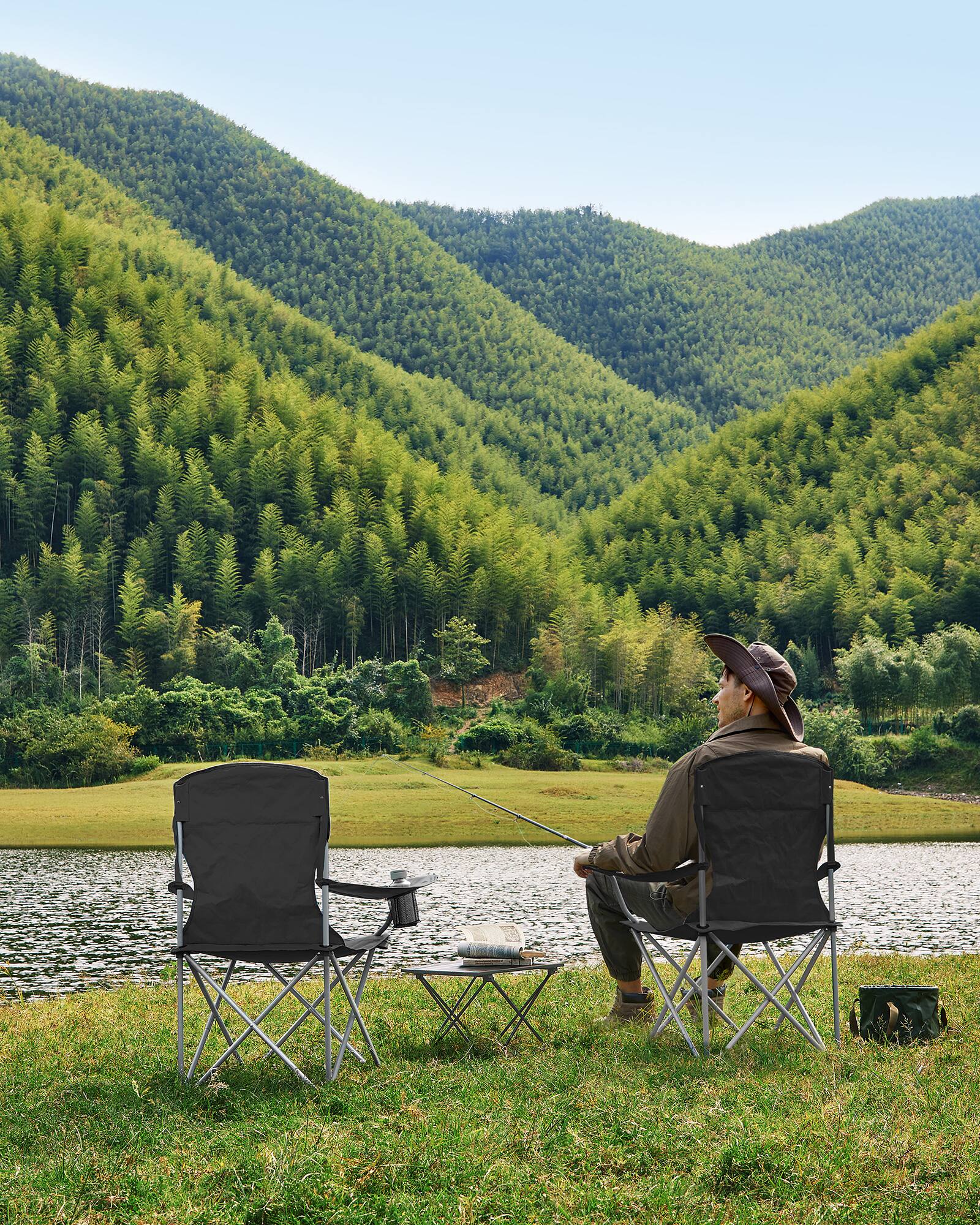 Alt View 4. Songmics Home - Set of 2 Folding Camping Chairs, Comfortable, Heavy Duty Structure, Max. Load Capacity 330 lb, Outdoor Chair - Black.