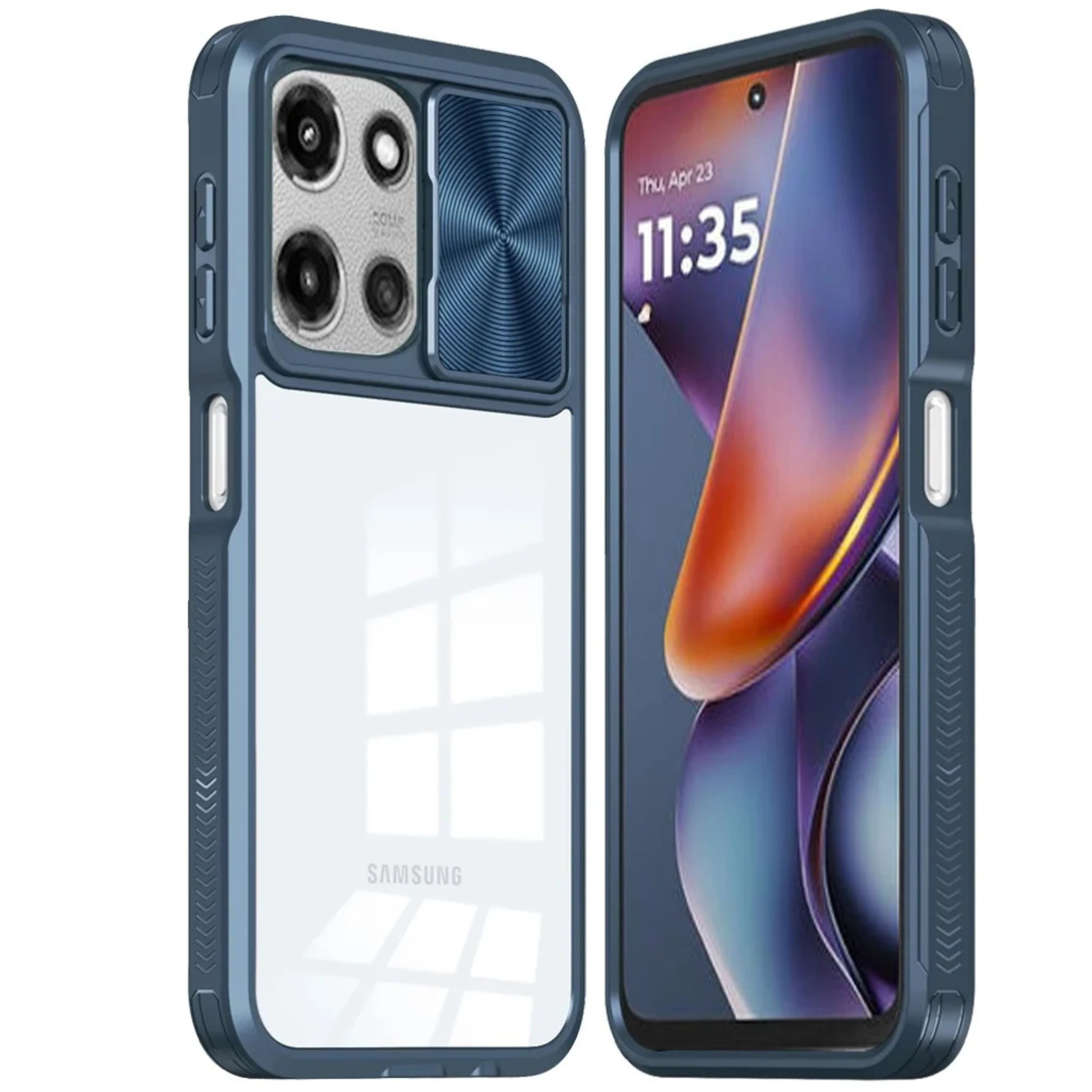Kitcheniva - Crystal Clear Shockproof Case For Moto G 2025 2026 G Play 2026 With Sliding Lens Cover - Blue price history on PriceWatchPro