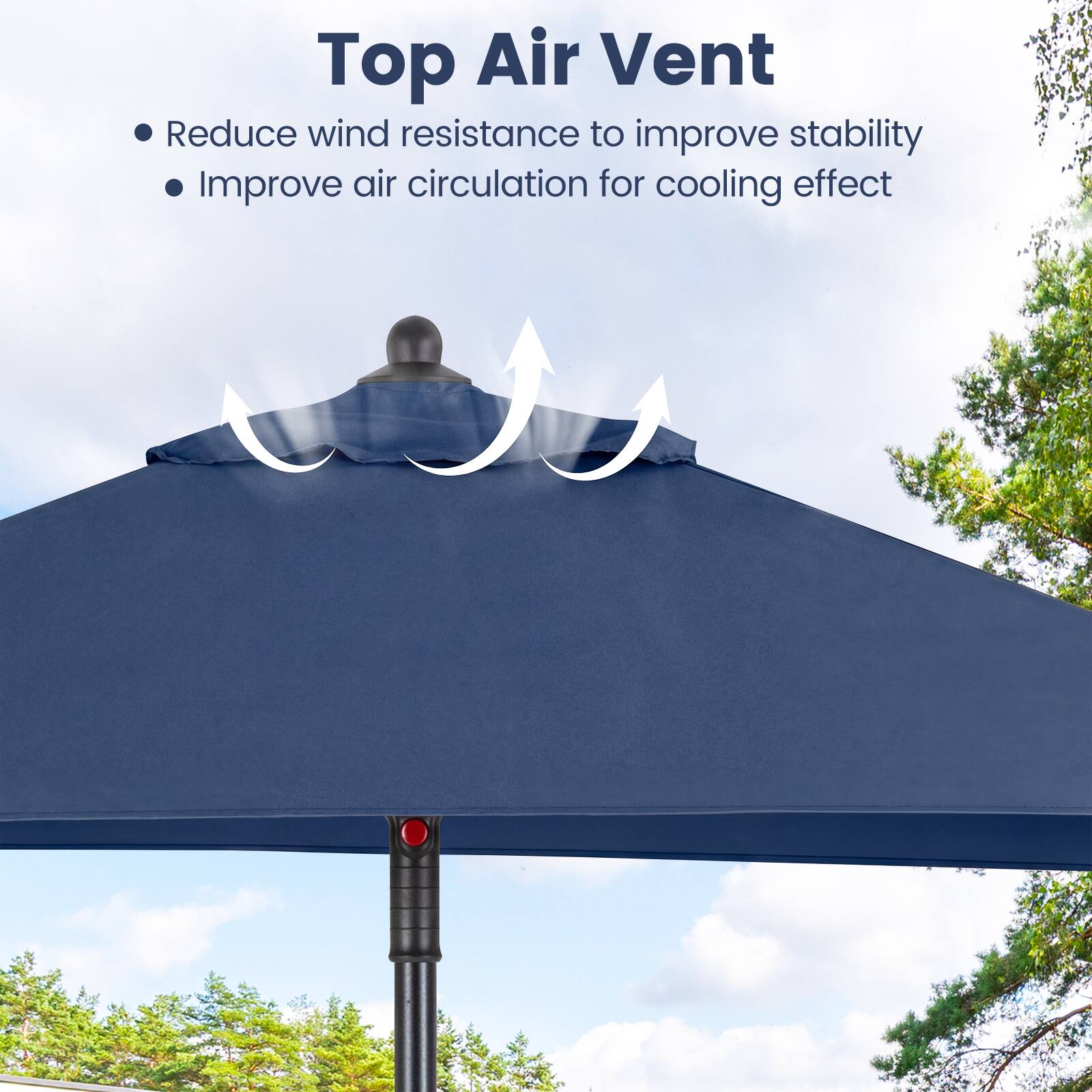 Top Air Vent  
- Reduce wind resistance to improve stability  
- Improve air circulation for cooling effect