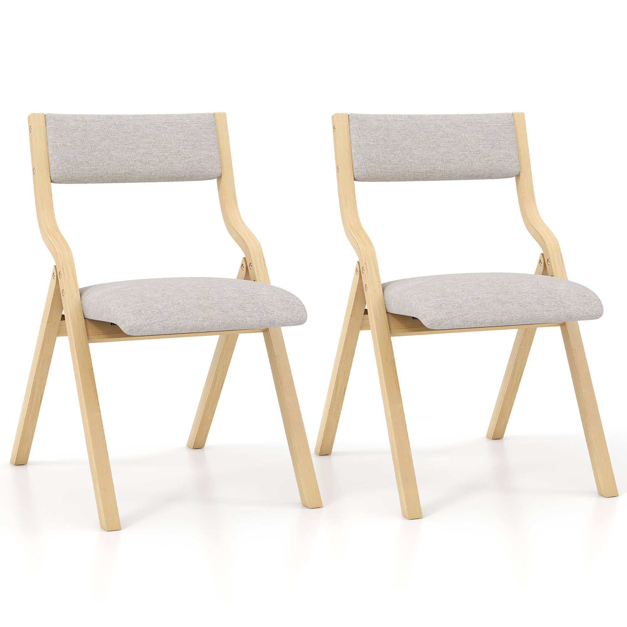 Alt View 9. Gymax - Gymax Folding Dining Chairs Set of 4 Wooden Table Chairs w/ Padded Seat Modern Grey & Natural - Grey, Natural.