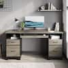 Front. Bestier - 59" Wide Office Desk with Four Drawers and File Drawer Computer Desk - Gray.