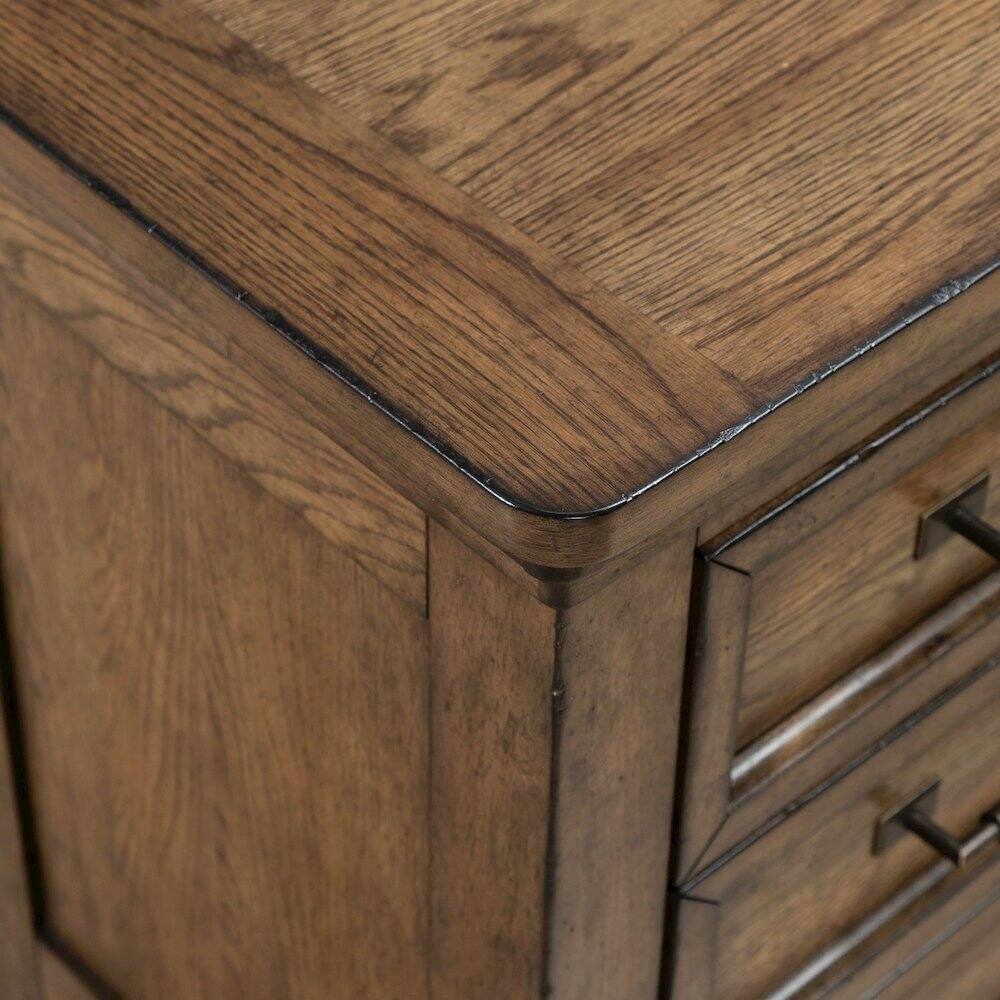 Alt View 4. Liberty Furniture Industries - Bedroom Nightstand with AC USB Charging Station Station - Amber Brown Wood - Amber Brown.
