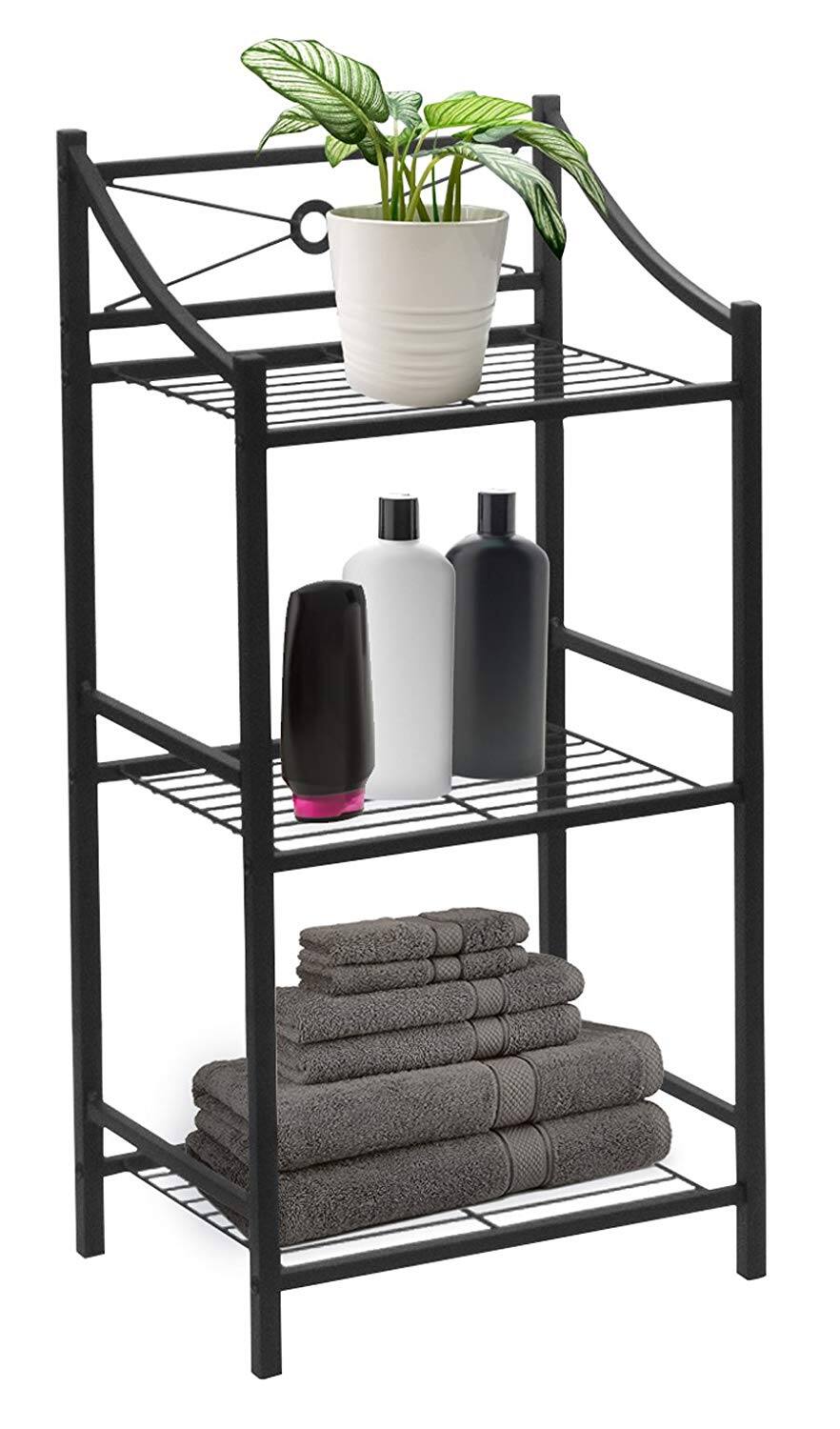 Front. Sorbus - Sorbus Bathroom Storage Shelf, 3-Tier Freestanding Toilet Storage Shelves, Display Bath Essentials, Planters - Black.