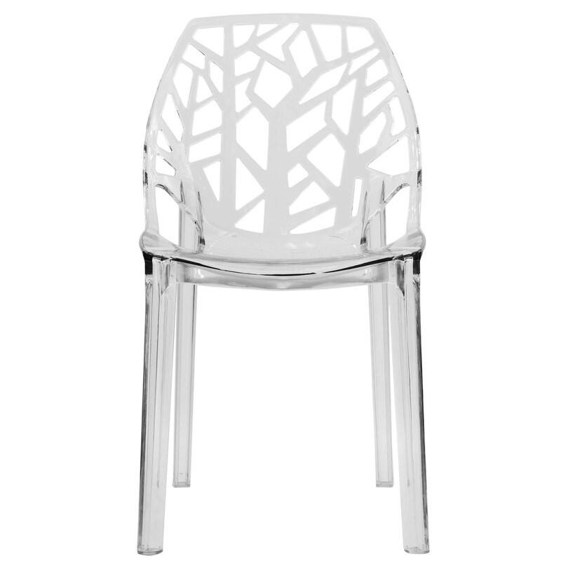 Back. LeisureMod - Cornelia Modern Stackable Accent Dining Chair with Cut Out Backrest Design for Dining Rooms or Patios - Clear.
