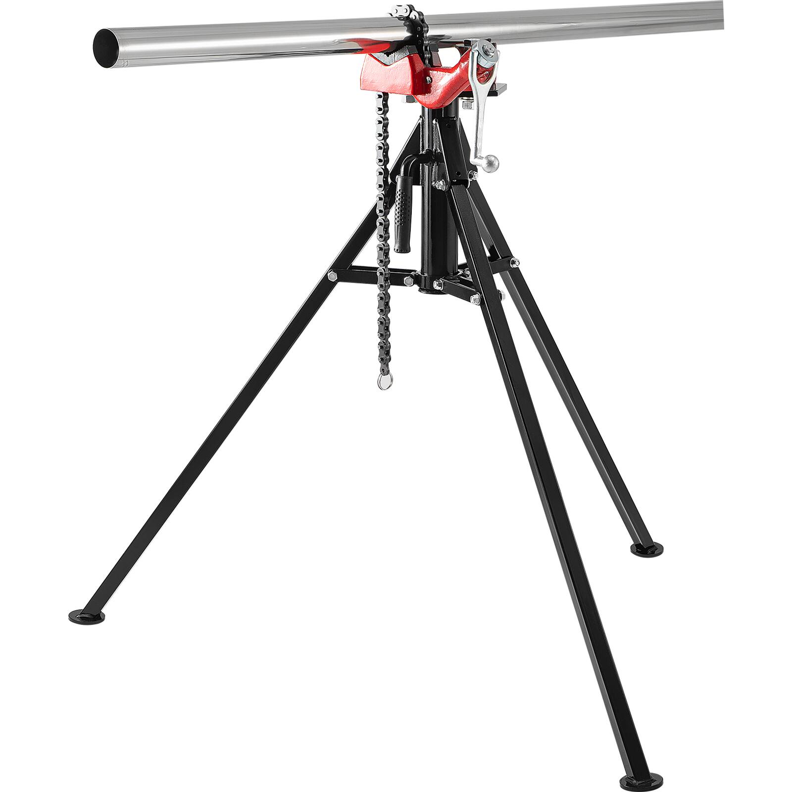 Alt View 5. VEVOR - Tripod Pipe Chain Vise, 1/8\"-5\" Pipe Capacity, 36.4“ Length Chain Vise Stand with Portable Folding Steel Legs - Red;Black.