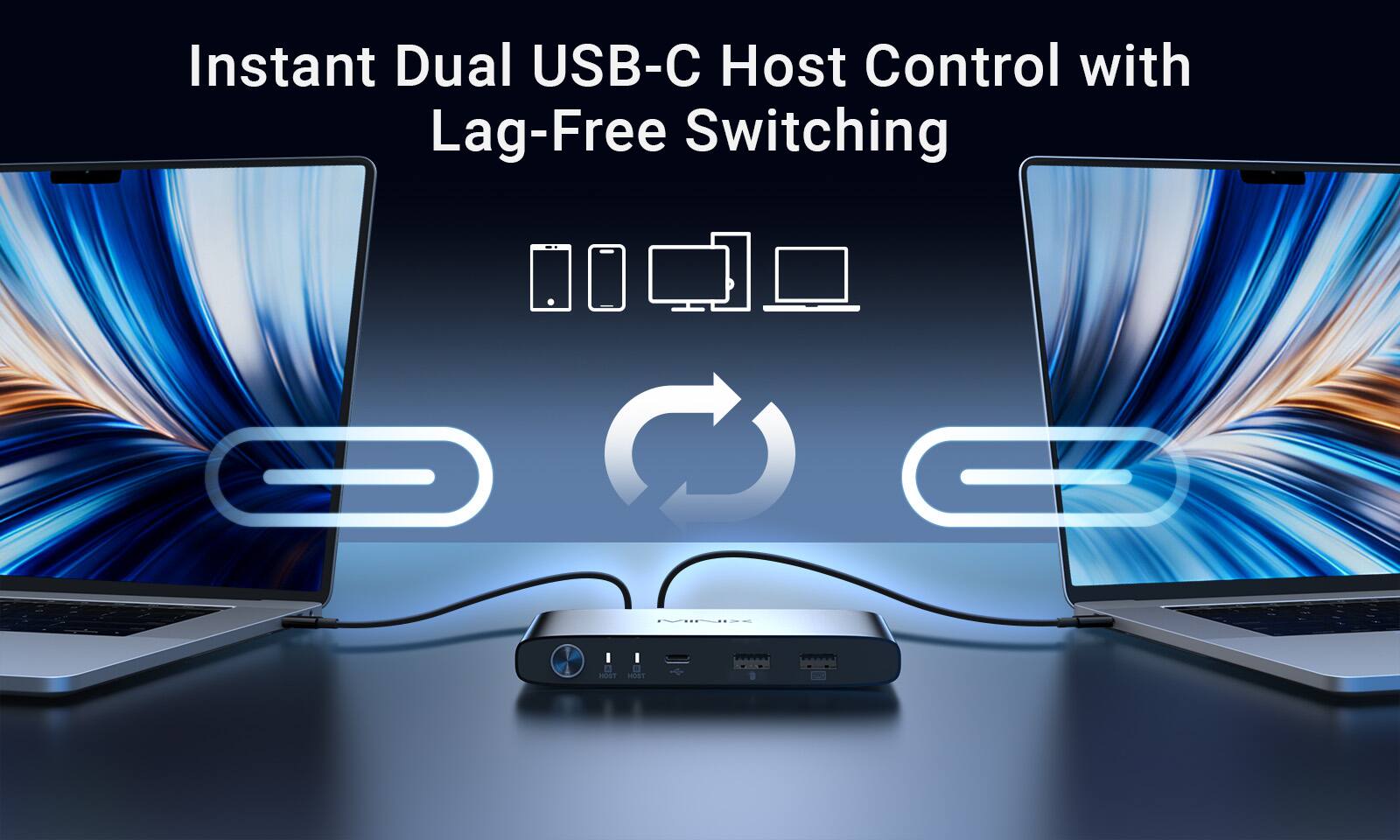 Instant Dual USB-C Host Control with Lag-Free Switching
