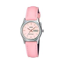 Casio - Women’s Leather Strap Watch Dial - LTP-V006L-4BUDF - Pink