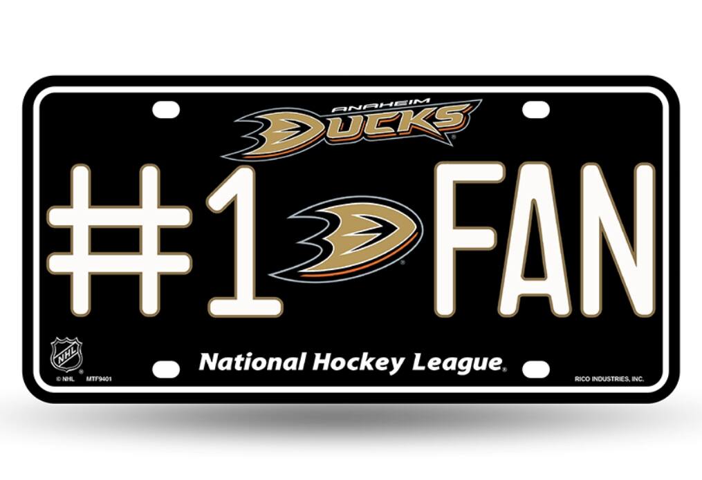 Anaheim Ducks #1 Fan Metal License Plate Tag - Number One! Let's Go!!