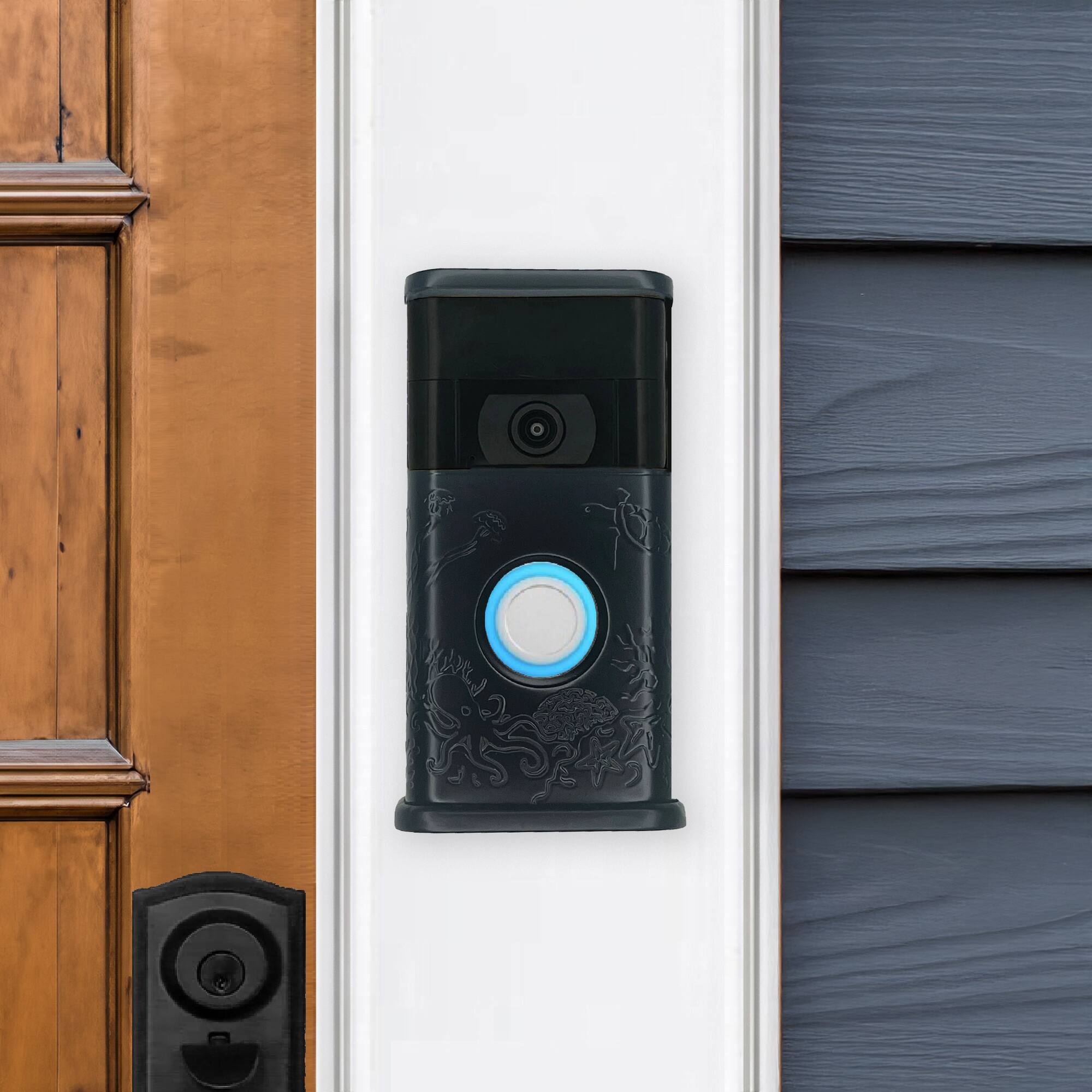 Alt View 3. Michael Healy - Coastal Video Doorbell Cover (Ring 2nd Gen) - Matte Black.
