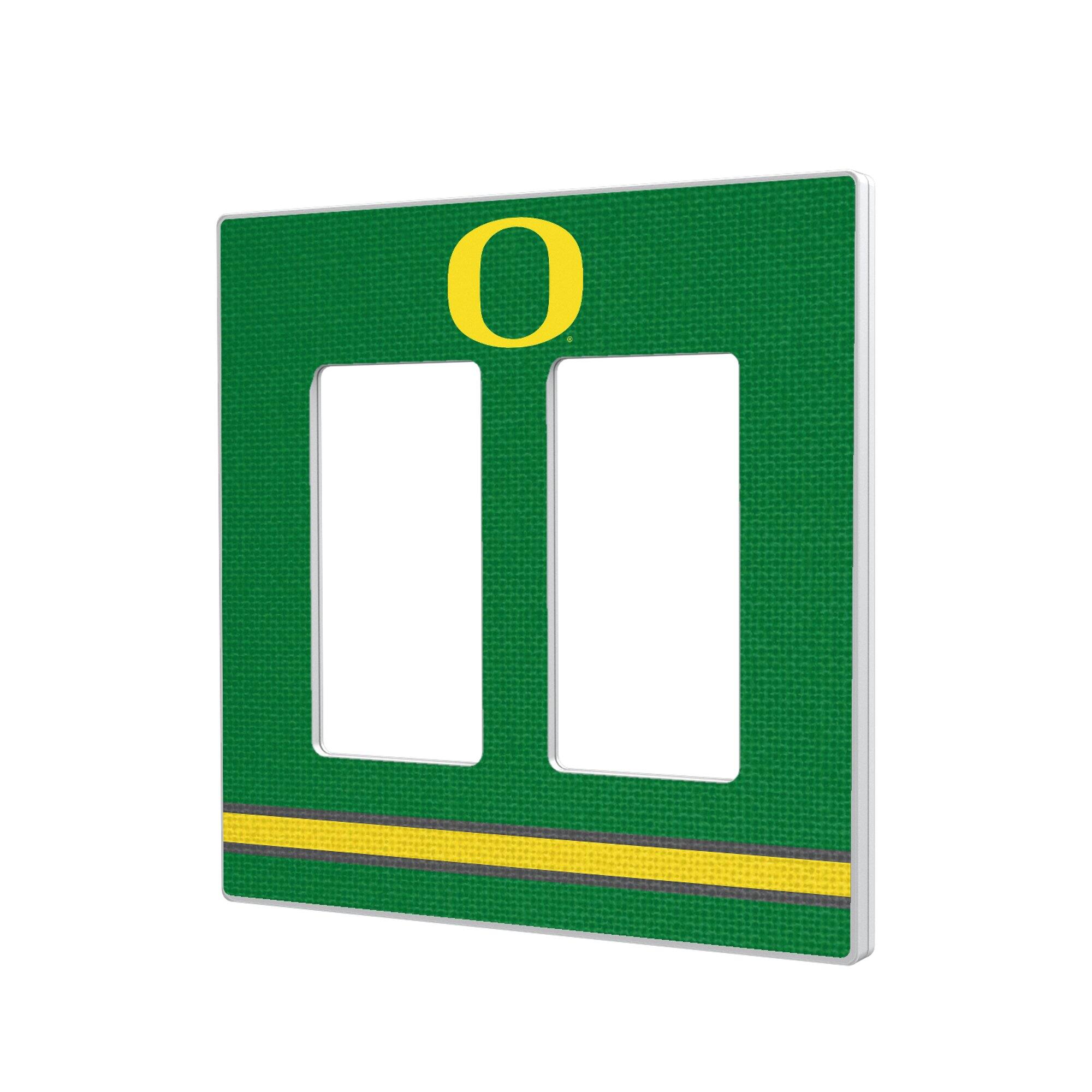Keyscaper - Oregon Ducks Stripe Design Double Rocker Light Switch Plate - Multicolor
