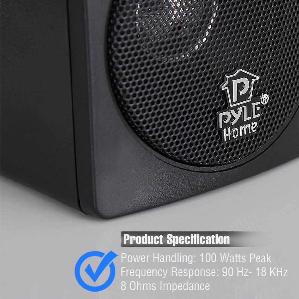 PYLE Home, Product Specification  
Power Handling: 100 Watts Peak  
Frequency Response: 90 Hz-18 KHz  
Impedance: 8 Ohms
