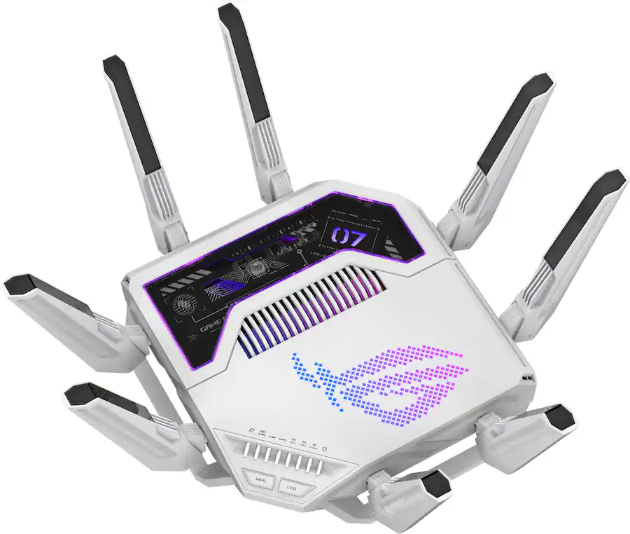 ASUS ROG Rapture GT BE19000AI Tri Band Wi Fi 7 Gaming Router White ASUS ROG Rapture GT BE19000AI Tri Band Wi Fi 7 Gaming Router White