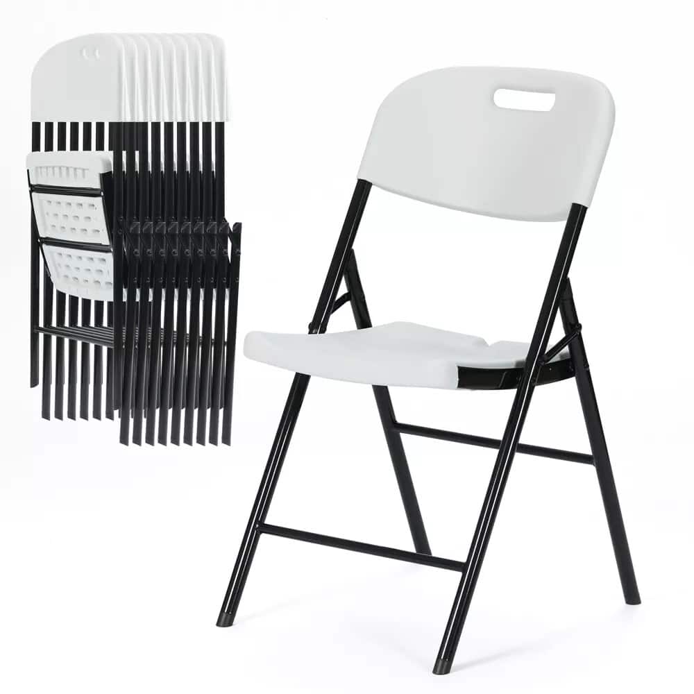 Front. Essen Blissed - Durable Sturdy Blow Moulding Folding Chair Capacity for Event Office Wedding Party Picnic ,White,Set of 10. - White.