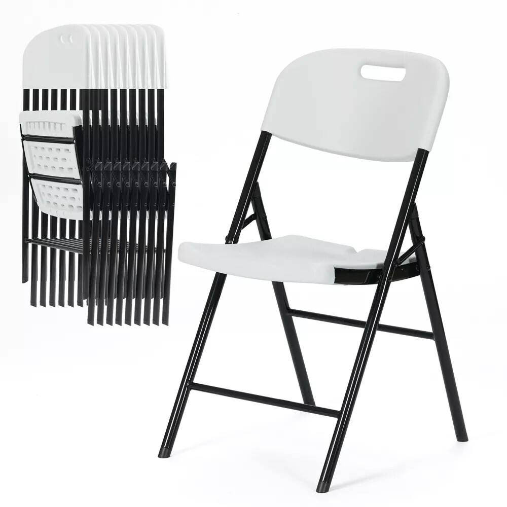 Front. Essen Blissed - Durable Sturdy Blow Moulding Folding Chair Capacity for Event Office Wedding Party Picnic ,White,Set of 10. - White.
