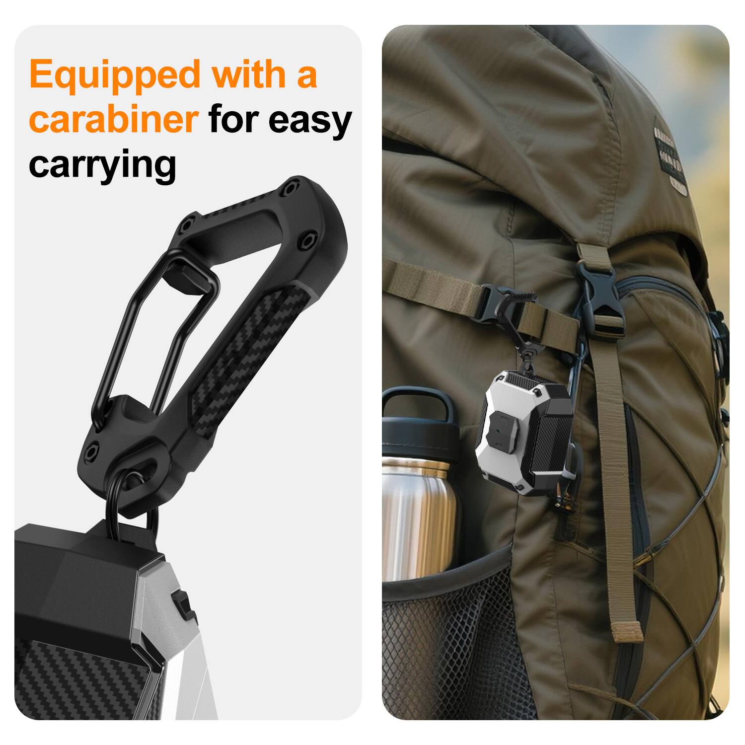 Equipped with a carabiner for easy carrying