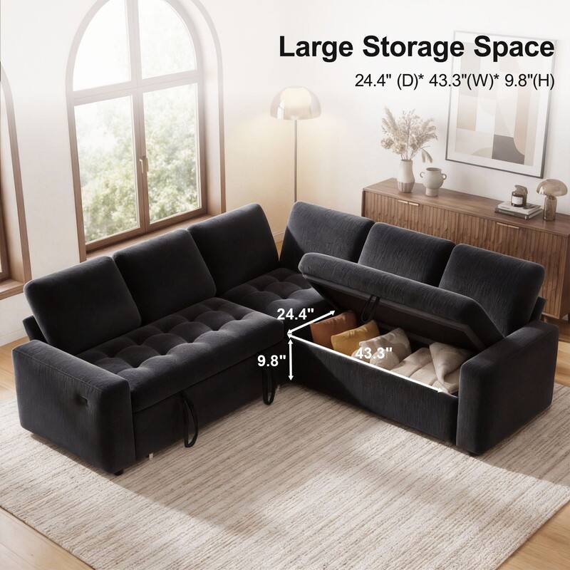 Large Storage Space  
24.4" (D) * 43.3" (W) * 9.8" (H)