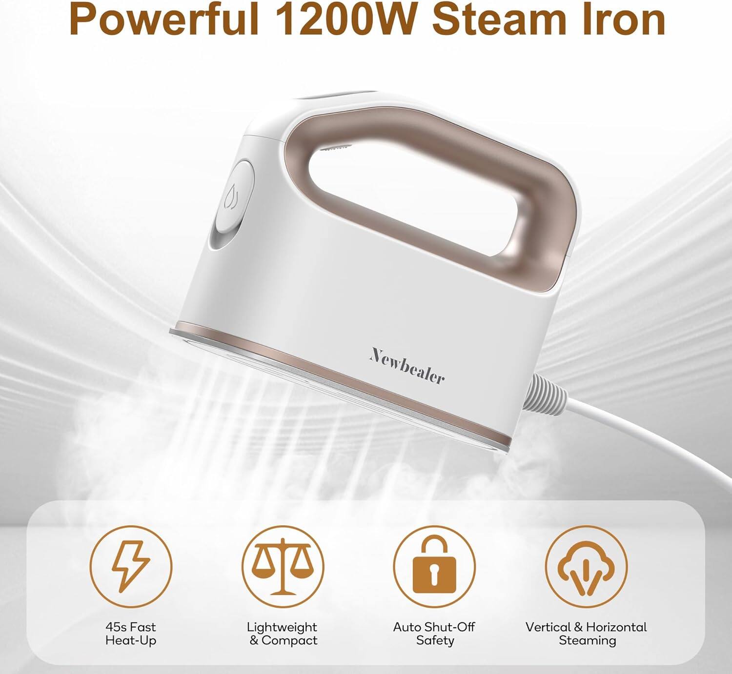 Powerful 1200W Steam Iron

- 45s Fast Heat-Up
- Lightweight & Compact
- Auto Shut-Off Safety
- Vertical & Horizontal Steaming