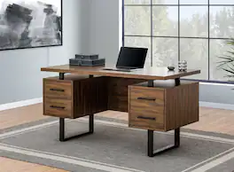 SUNJOY - Napa River Furnishings Milano Modern Floating Pedestal Desk - Gray