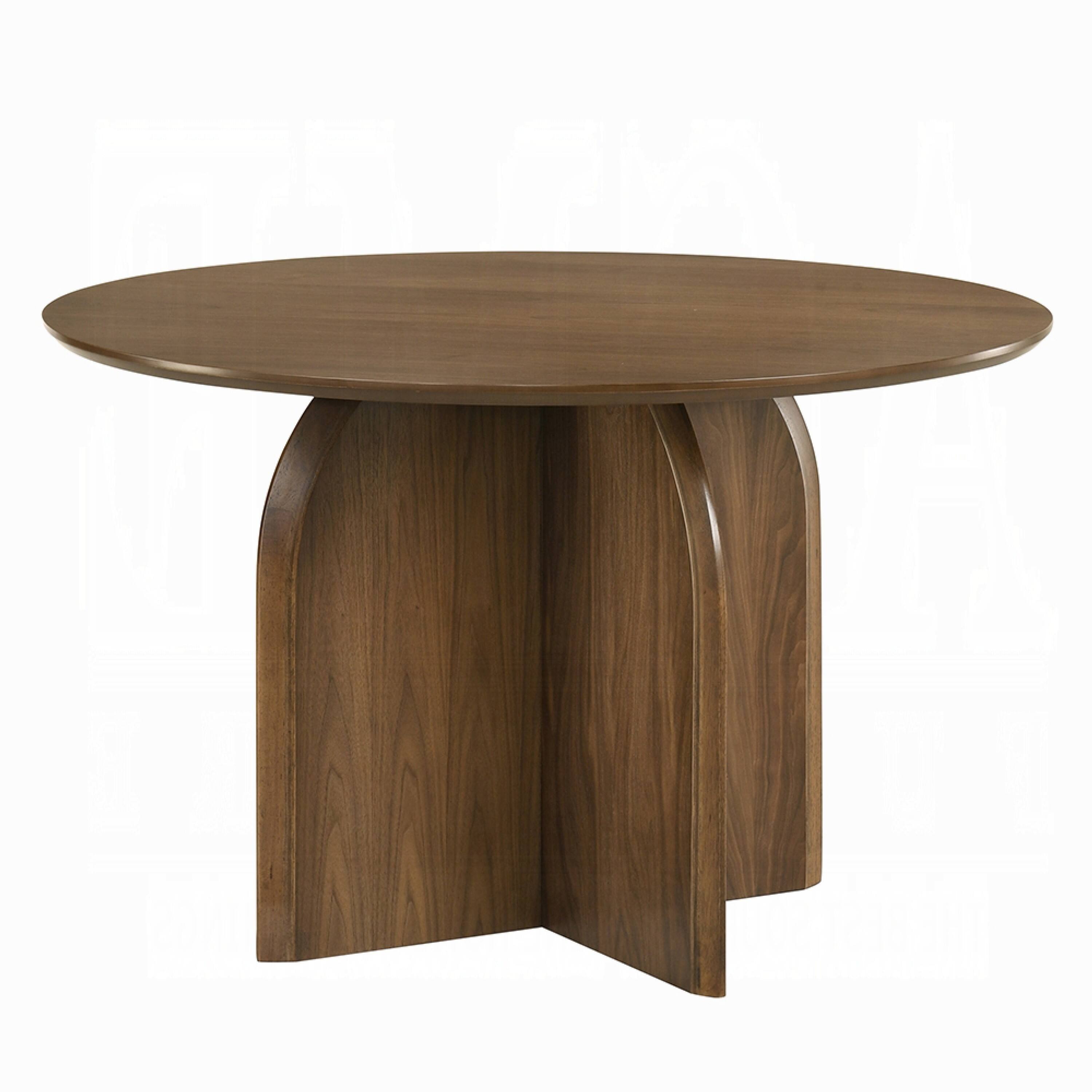 Alt View 2. Manhattan Lane - Dio Dining Table, 47 Inch Top, Cross Pedestal Base - Dark Walnut Brown.
