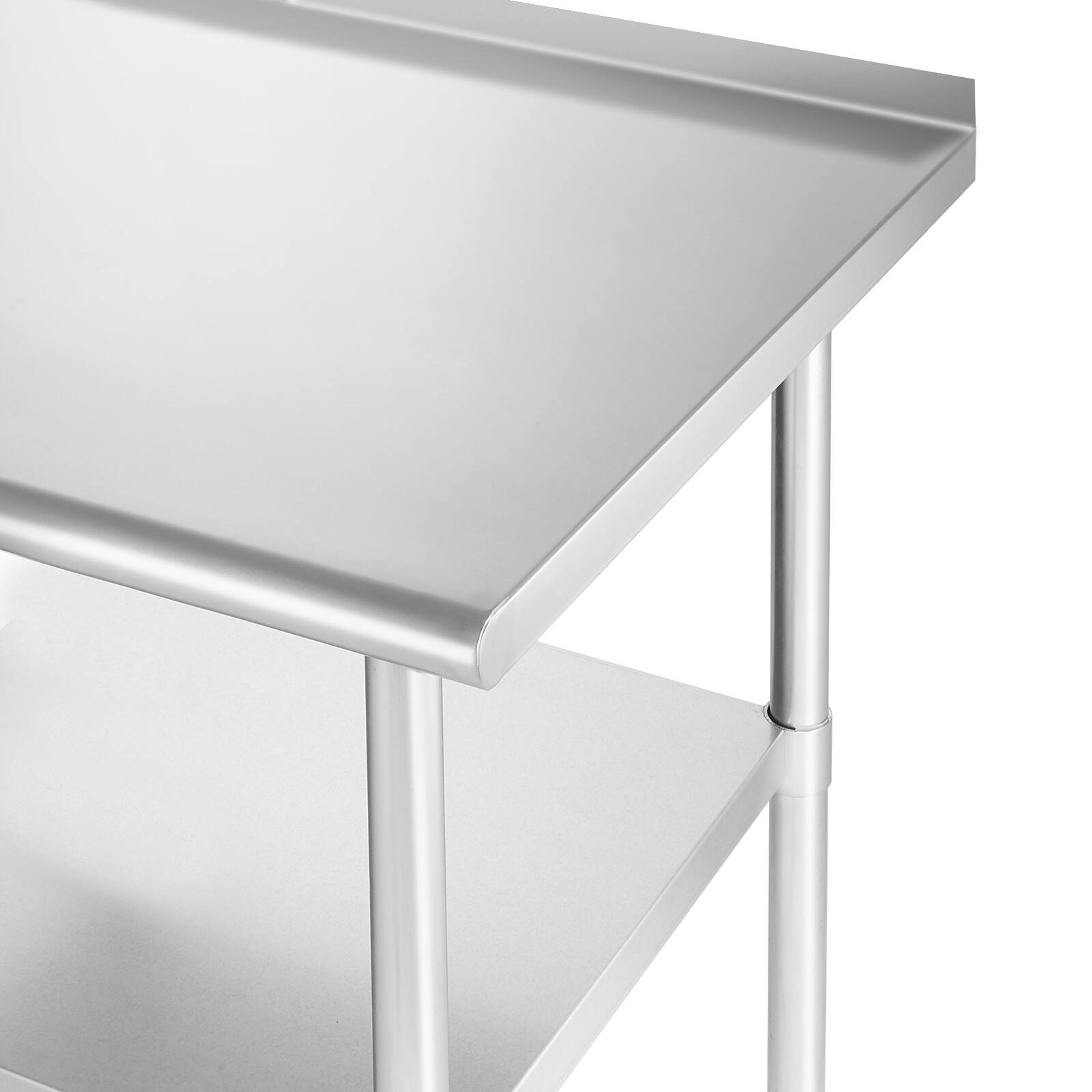 Alt View 2. GRIDMANN - 72 x 24-in NSF Stainless Steel Prep Table with Backsplash - Silver.