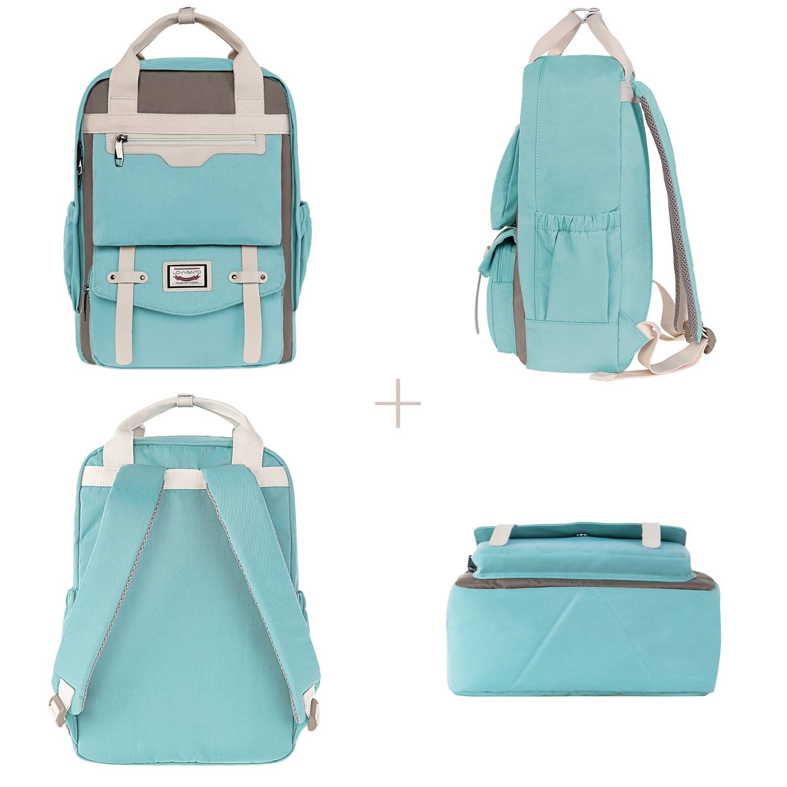 Alt View 4. Wikistore - WIKISTORE College Backpack for Women 15.6 Inch Waterproof Laptop Backpack Vintage Travel Bag - Blue.