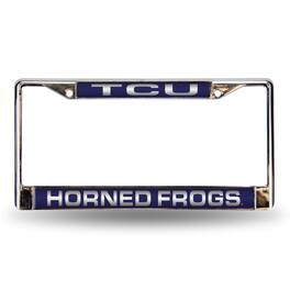 Rico Industries - Texas Christian Horned Frogs Chrome Metal Laser Cut License Plate Frame - Multi