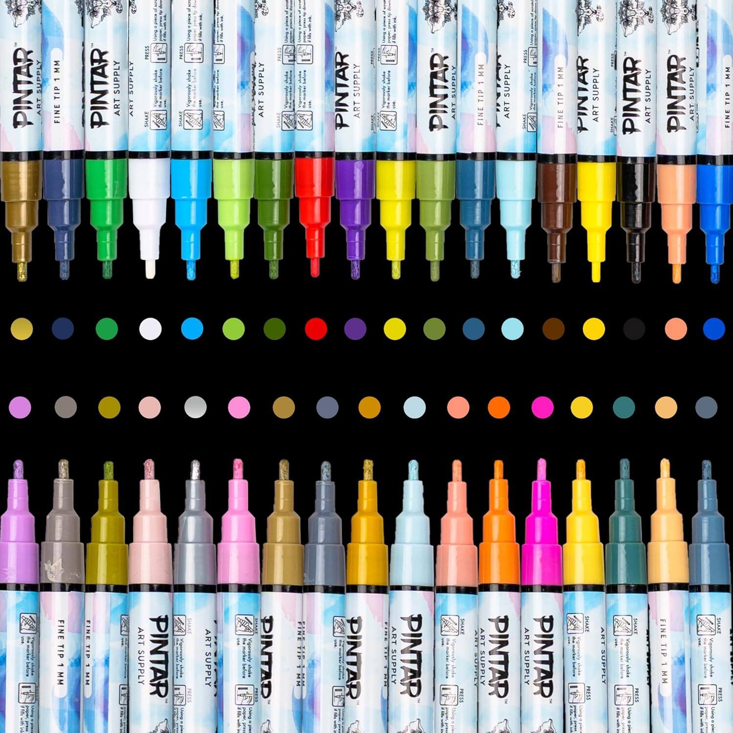 Pintar - Acrylic Paint Markers Set - Fine Tip Paint Pens - Acrylic Markers Paint Pen - Pack of 35, 1mm
