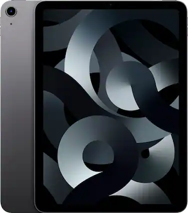 Front. Apple - Certified Refurbished - Apple 10.9-Inch iPad Air - (5th Generation) (2022) Wi-Fi + Cellular - 64GB - Space Gray.