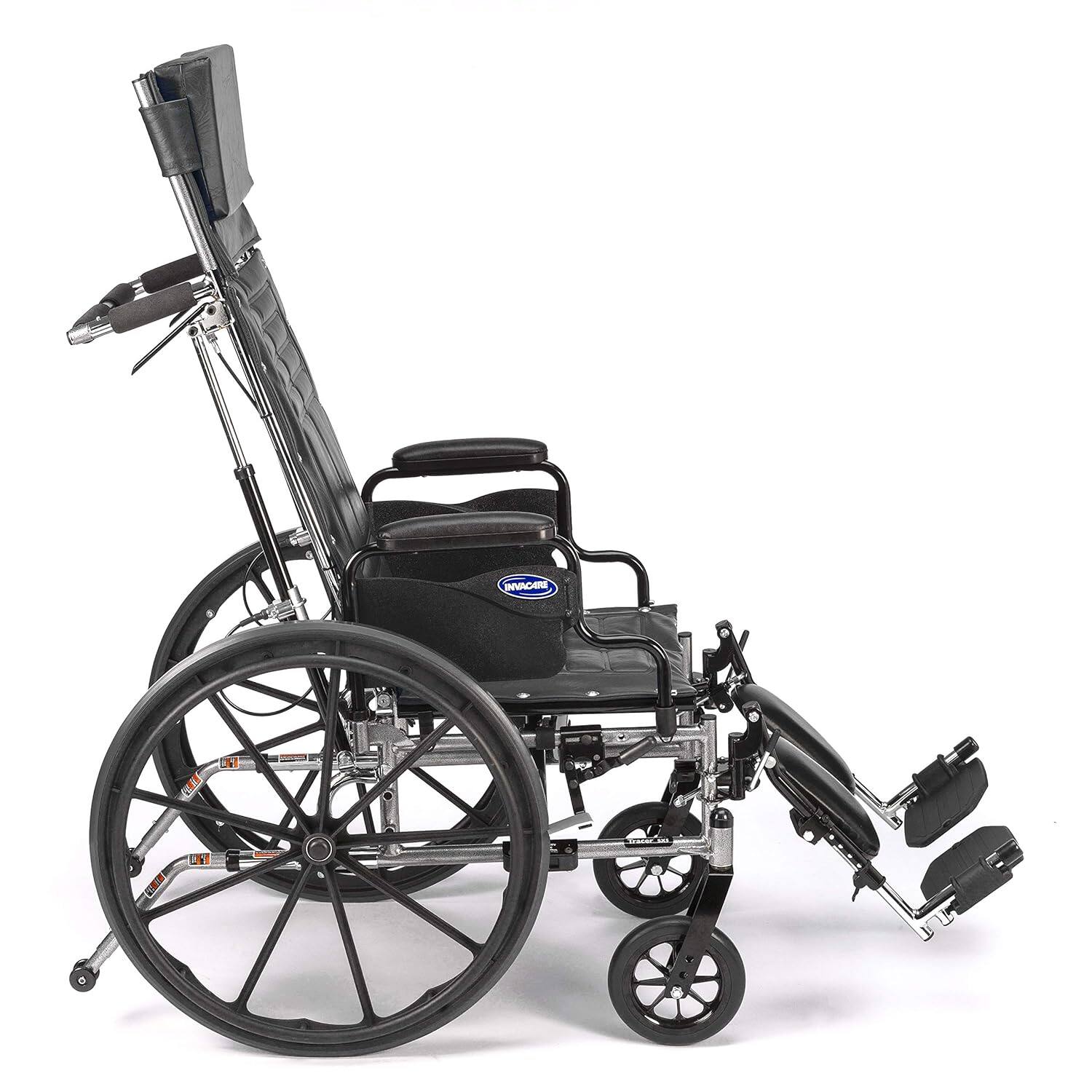 Alt View 1. Invacare - Tracer (SX5) Recliner Wheelchair with Desk Arms & Elevating Legrests (18" Seat) Adults Plus - Black.