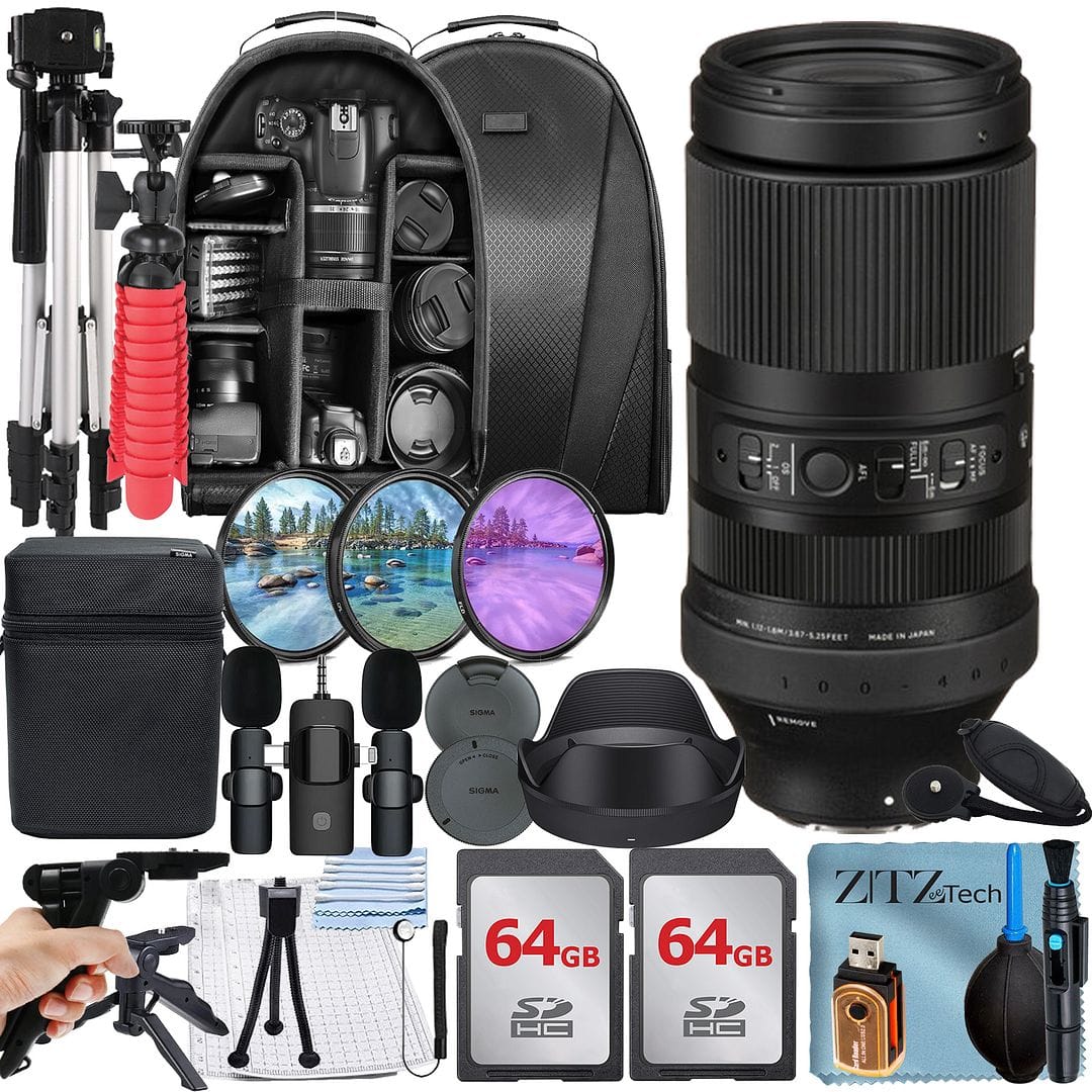 Bundle - Sigma - 100-400mm f/5-6.3 DG DN OS Contemporary Lens for Sony + 2x 64GB Memory Card + Backpack + Tripod + ZeeTech - Black price history on PriceWatchPro