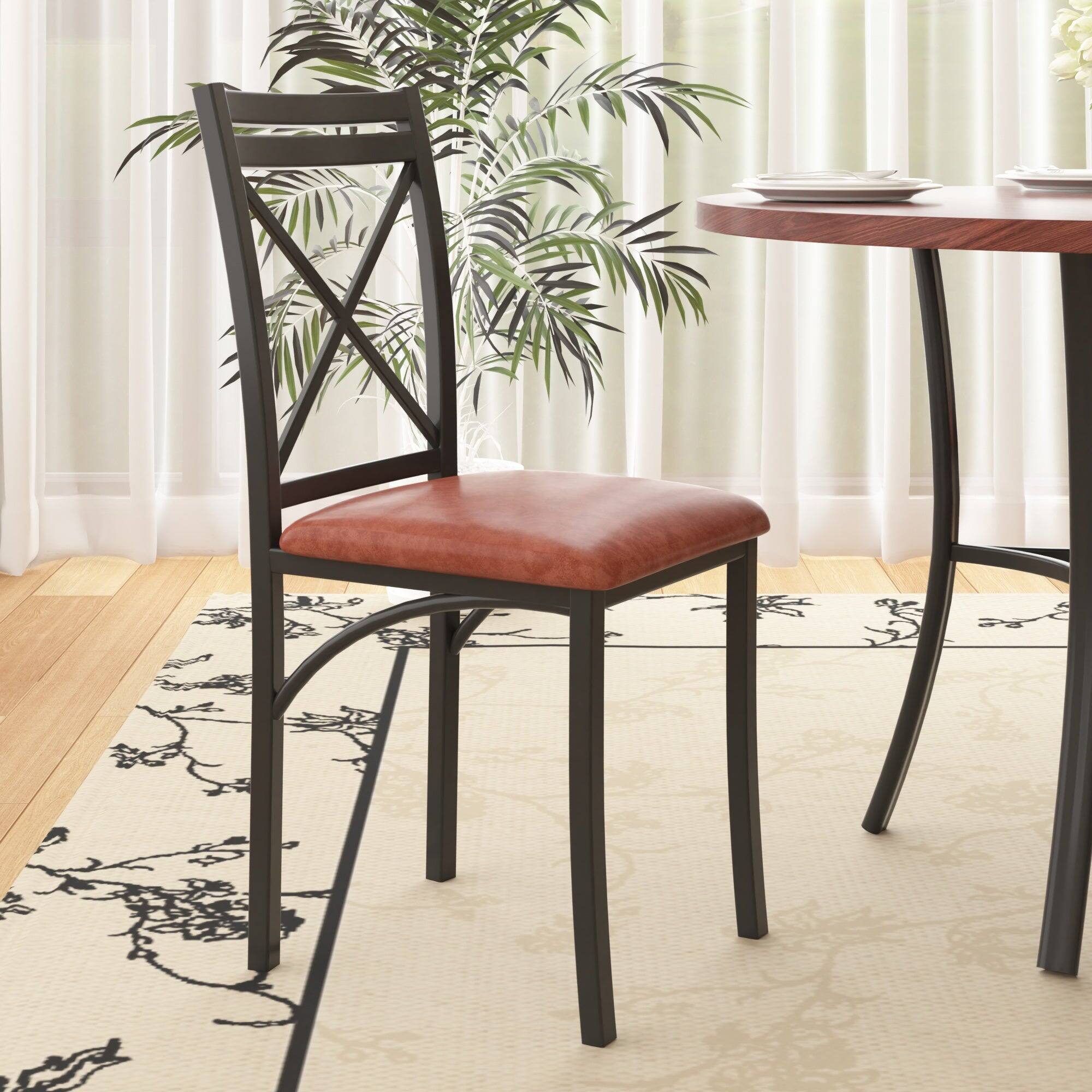 Alt View 1. Vecelo - Set of 4 Upholstered Dining Chairs - High Back Ergonomic Leather Side Chairs with 350lb Capacity, Waterproof Cushions - Brown.