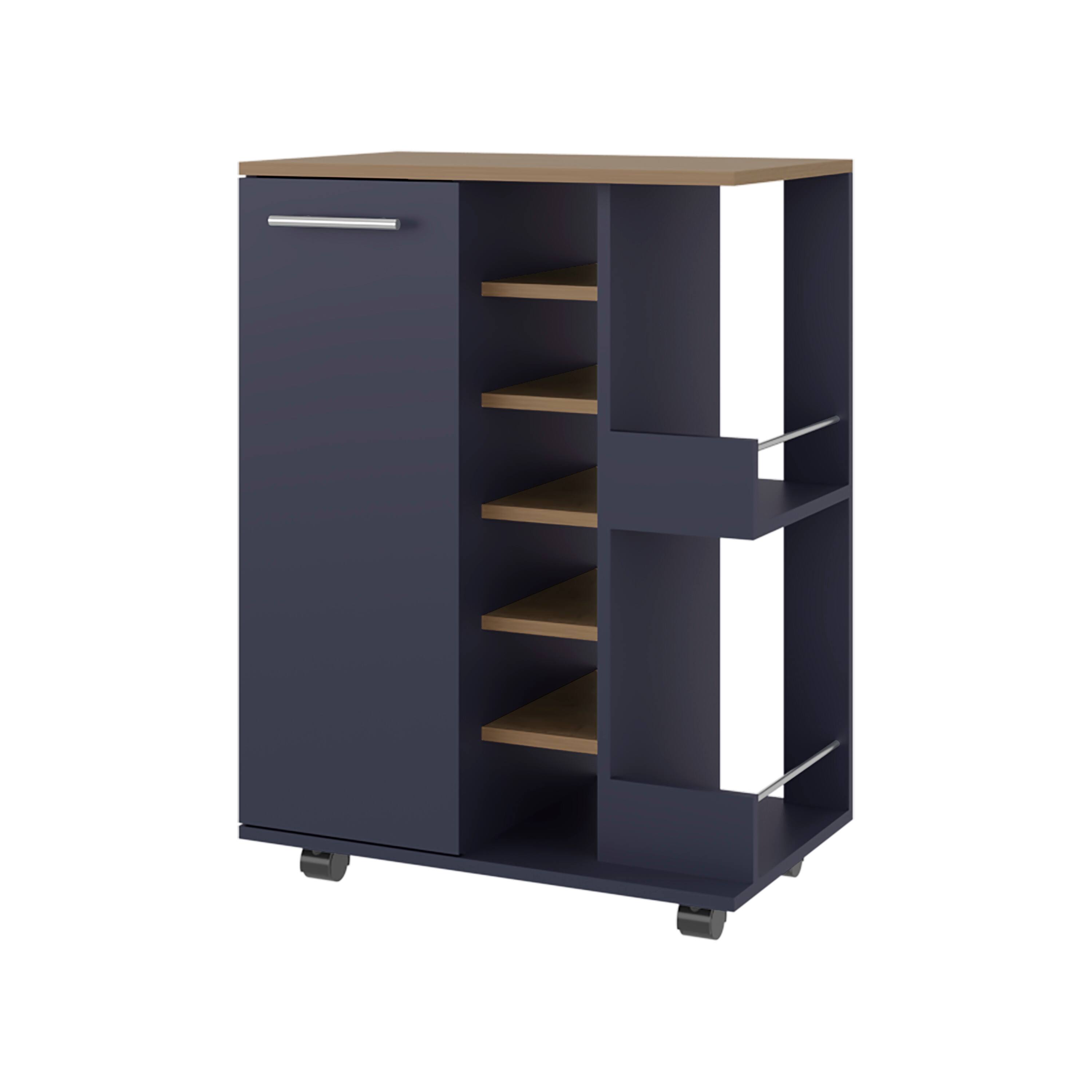 Alt View 2. TinyHomie - Carefree bar cabinet bottle racks double side shelves modern design in Kronos Ash and Kronos Blue..