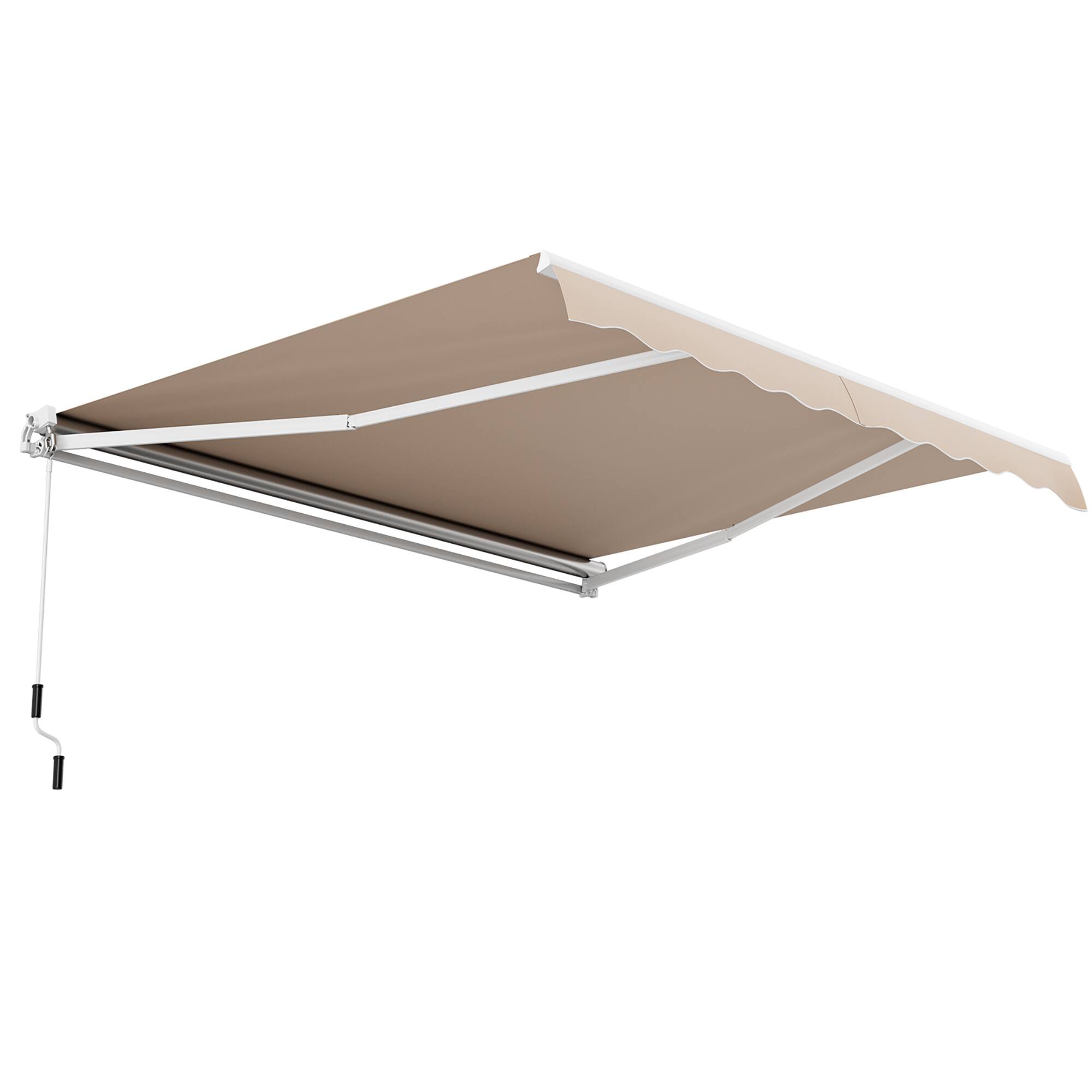 Alt View 1. Gymax - Gymax 12 x 10 ft Outdoor Patio Retractable Awning Polyester Sunshade Cover w/ Manual Crank Handle Deck Beige - Beige.
