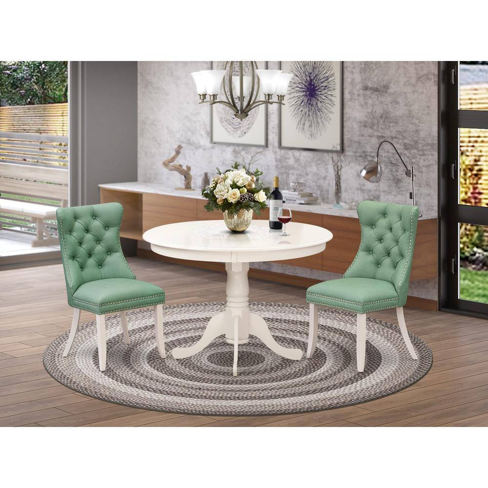 Alt View 3. East West Furniture - 3 Piece Dining Table Set - White.