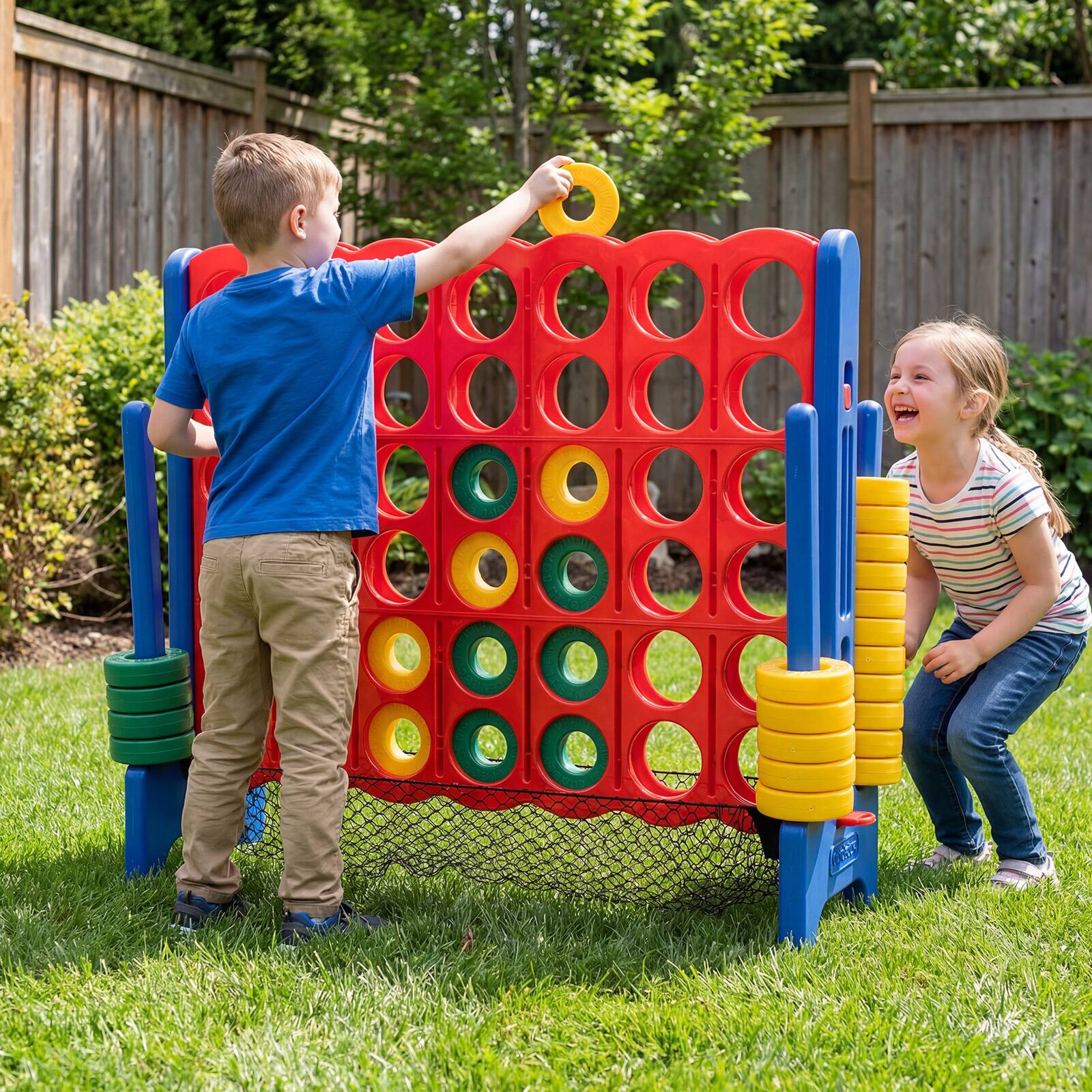 Alt View 3. Costway - Costway 4-to-Score Giant Game Set 4-in-a-Row Connect Game with Net Storage Mesh Pocket for Kids & Adult - Muticolor.