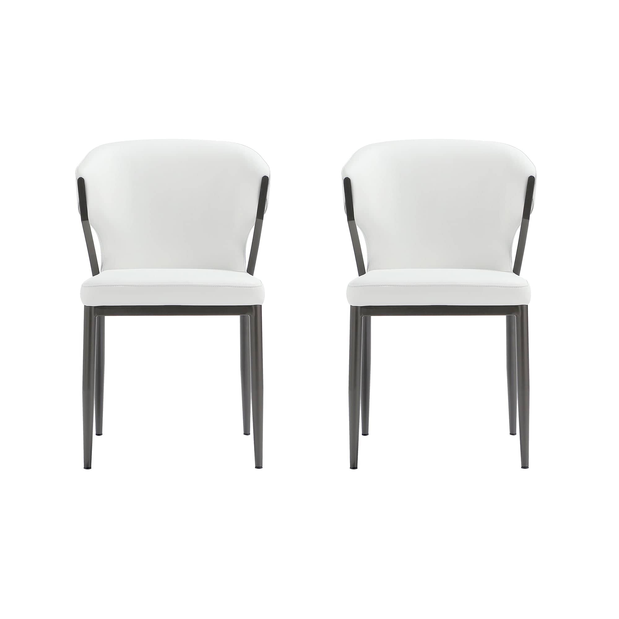 Manhattan Comfort - Kirsten Modern Metal Vegan Leather Dining Chair - Set of 2 - White