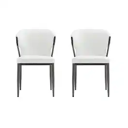 Manhattan Comfort - Kirsten Modern Metal Vegan Leather Dining Chair - Set of 2 - White