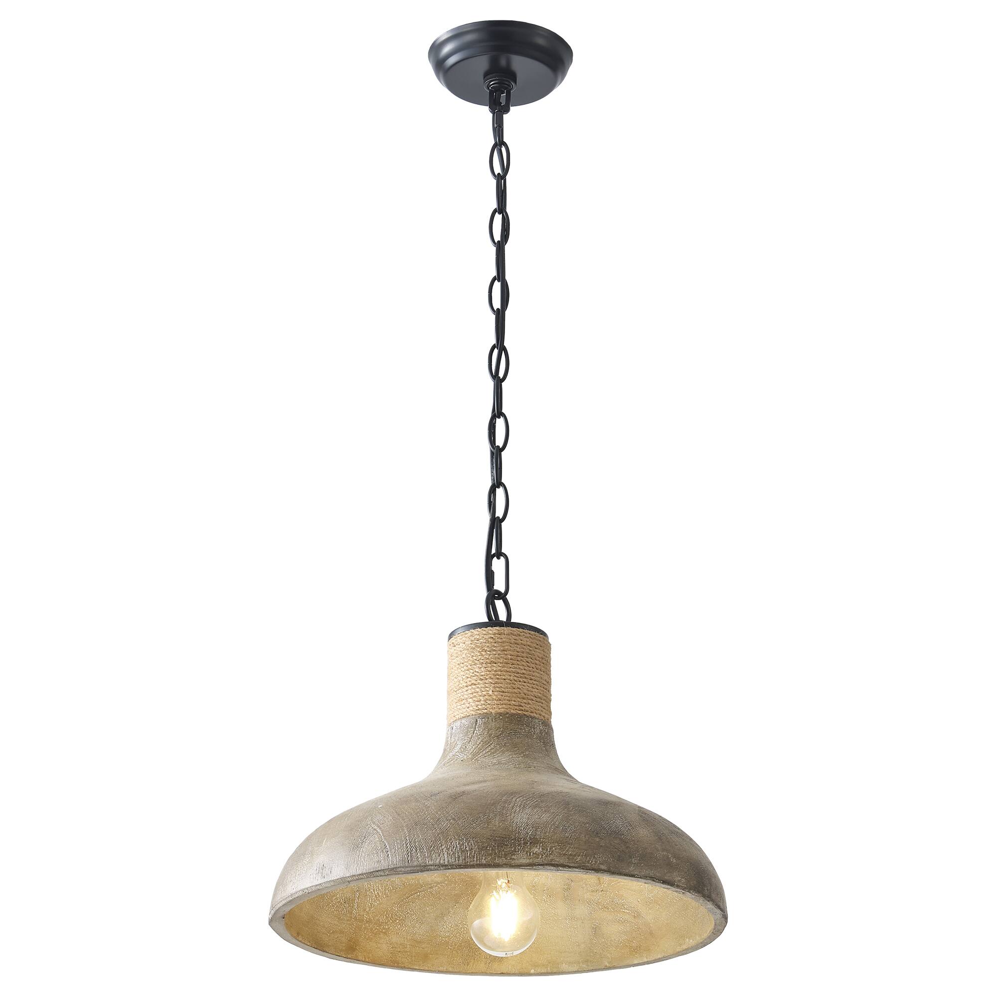 Alt View 1. Parrot Uncle - 15" Rustic Farmhouse Natural 1-Light Rope Adjustable Pendant Light for Kitchen Island - Natural.