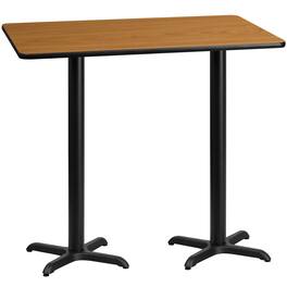 Emma + Oliver - 30"x60" Rectangular Laminate Bar Table with 22"x22" Bases - Natural