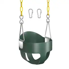 AGPtek - High Back Full Bucket Toddler Swing Seat with Yellow Coated Swing Chains - Green